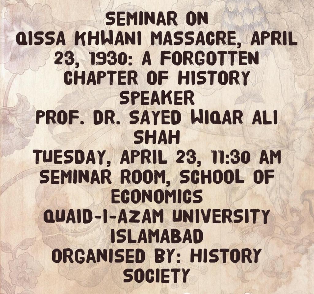 Qissa Khwani Massacre seminar
